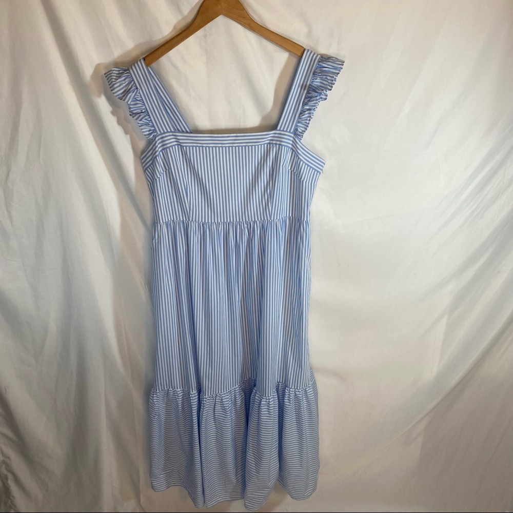 Gal Meets Glam Jasmine Sleeveless Maxi Dress Blue & White Stripes Size 16